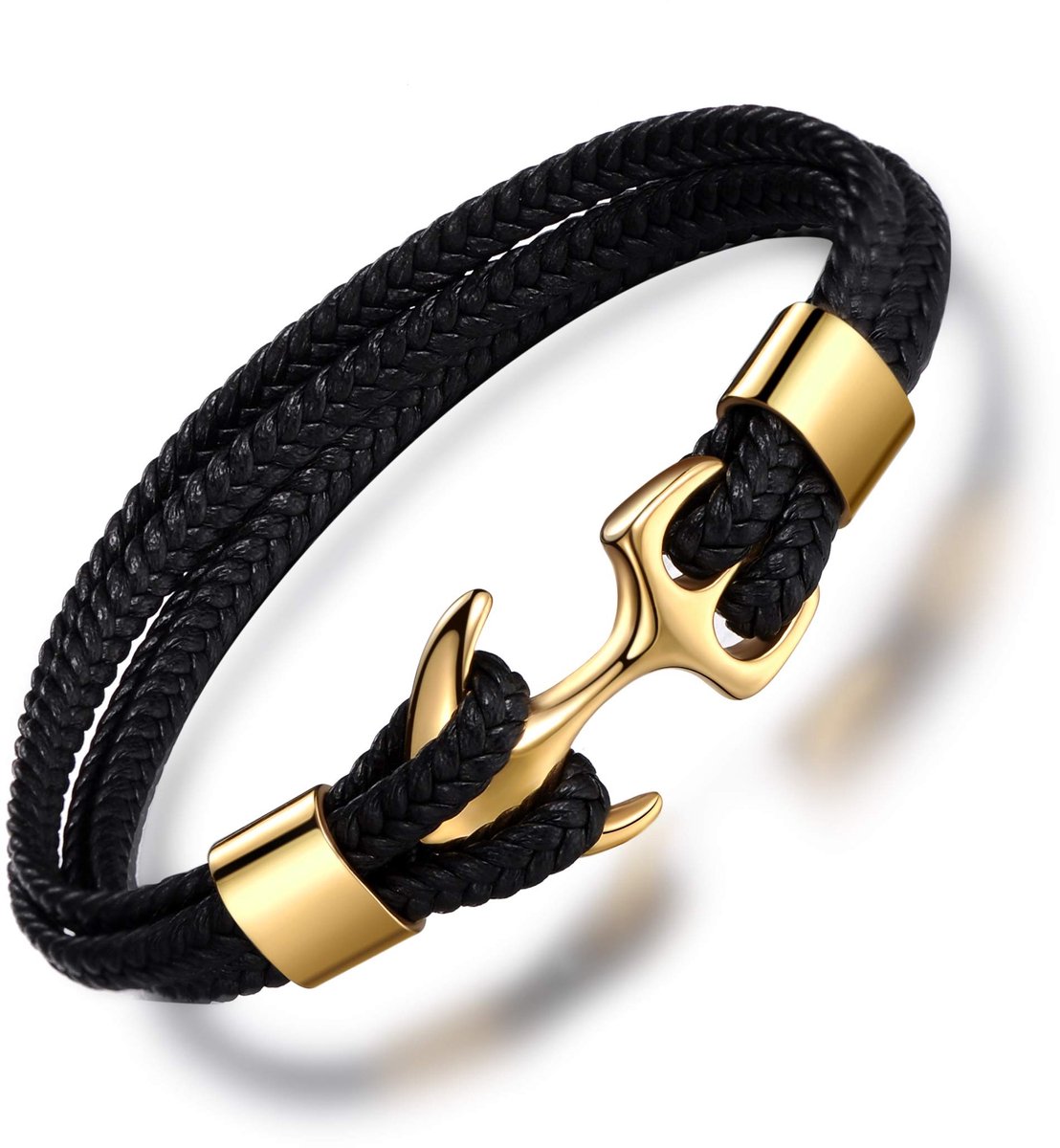 aladdien - Strangarmband - Retro Armband - Stijlvolle Accessoire - Staal en Leer - Perfect voor Volwassenen - 22.5 Centimeter