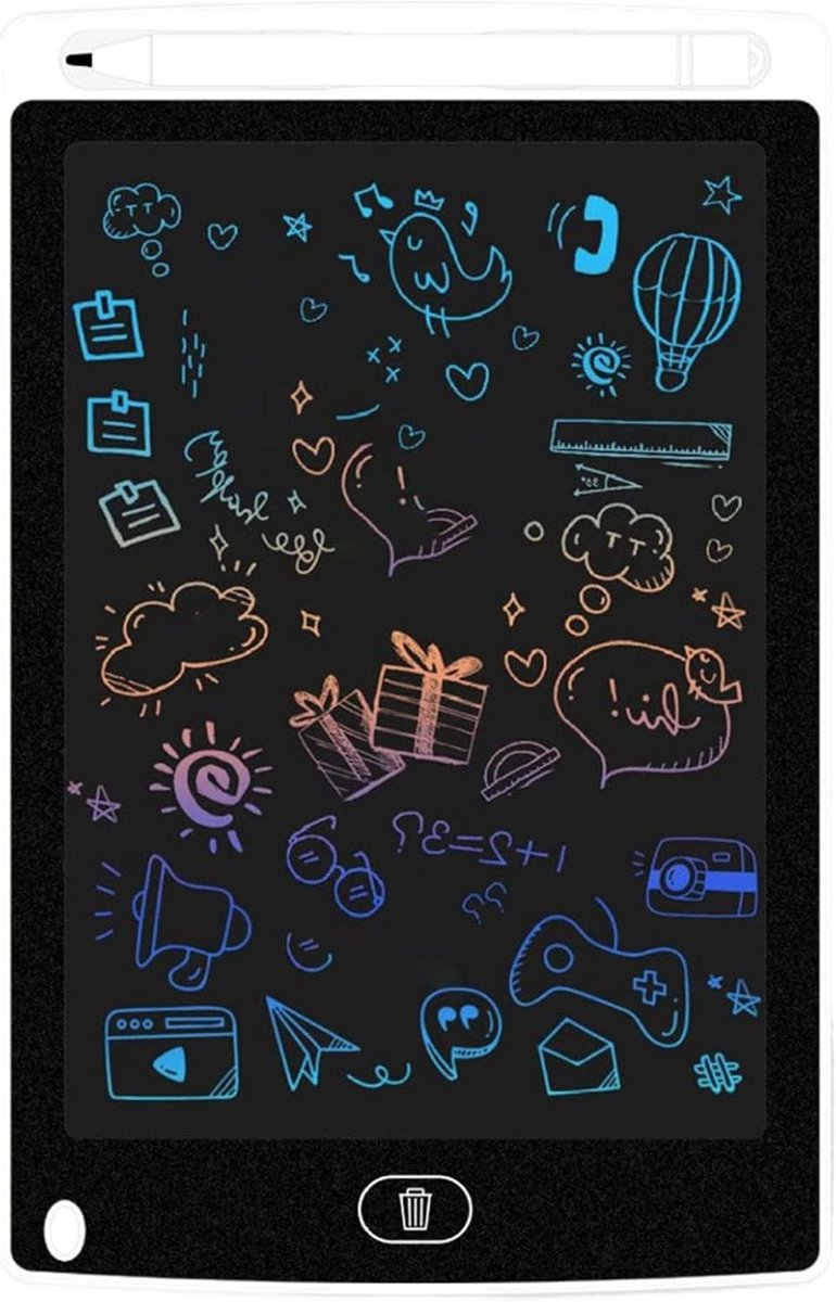 LCD Schrijftablet - Tekentablet Kinderen - Creatief Tekenen - Oogbescherming Regenboogkleuren - 85 Inch - Wit