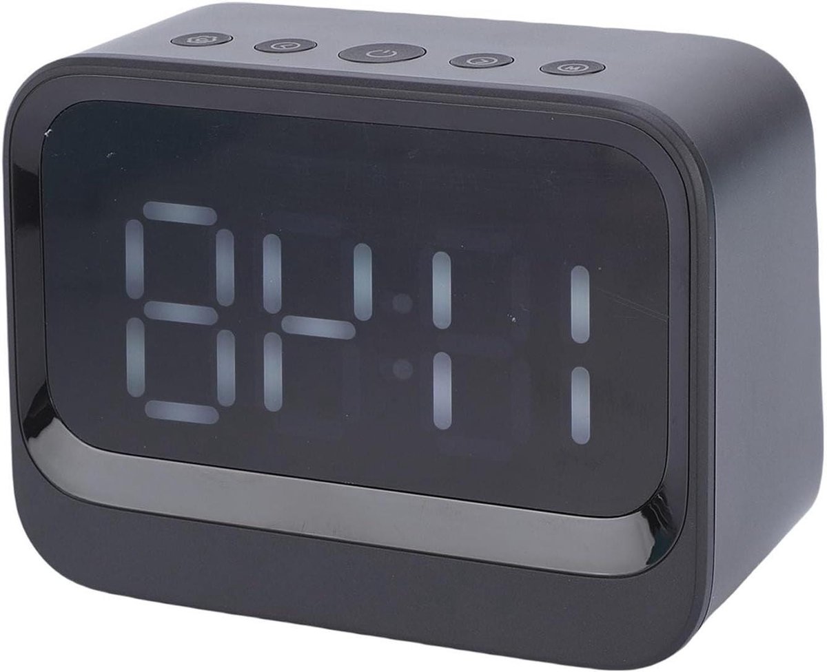 Digitale Wekker - Muziekspeler Speaker - Wakker Worden - Dubbel Alarm - 1200mAh Batterij - Zwart