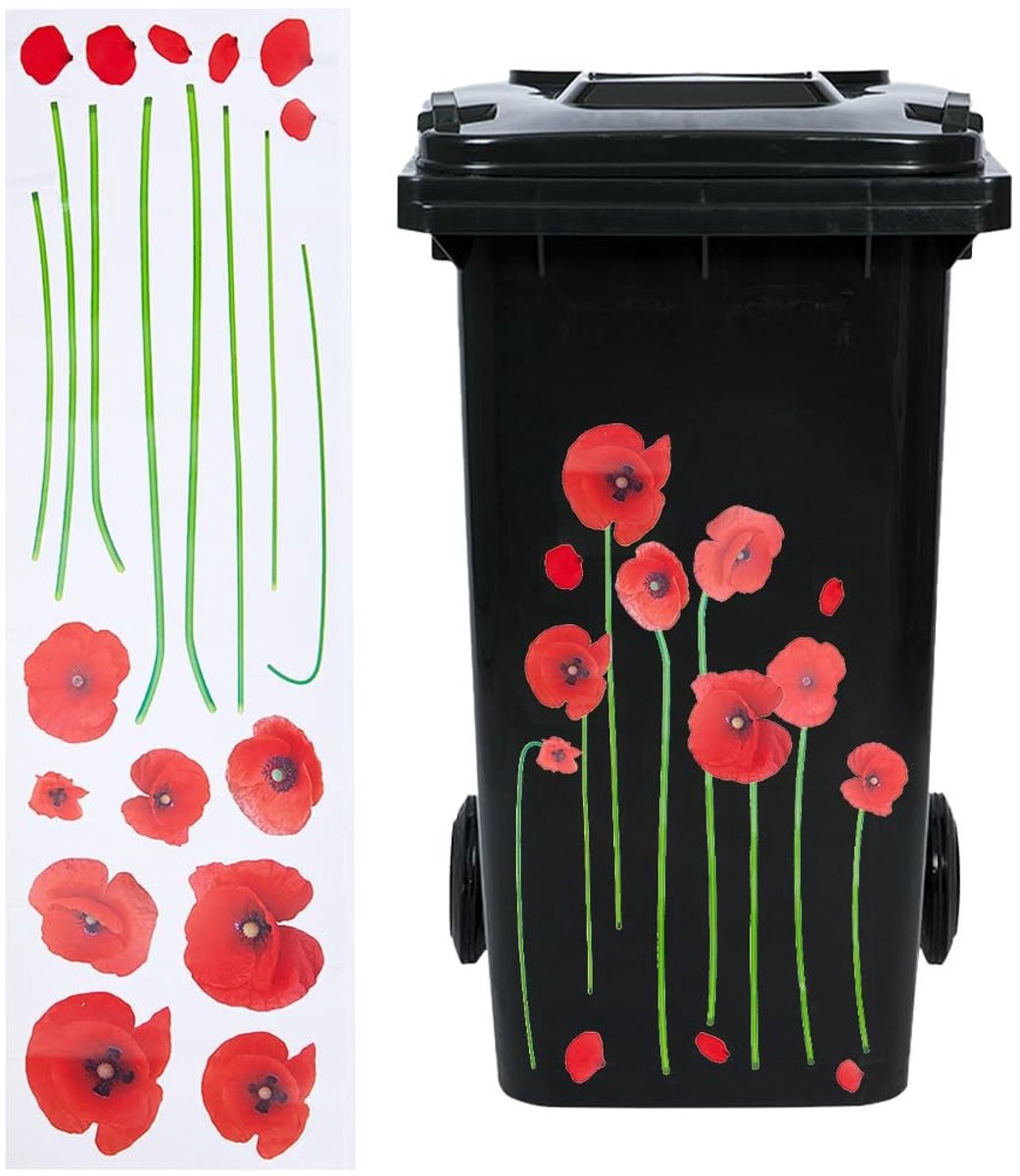 ONF3 - Grote Rode Bloem Muurstickers - Decoratieve 3D Bloemen - Waterdicht - 70,6x20 cm - Zelfklevend - Verwijderbaar - Geschikt voor Slaapkamer