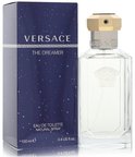 Versace The Dreamer Eau de Toilette Natural Spray 100 ml, in glazen fles met gouden dop en blauw, sterrenhemel doosje.