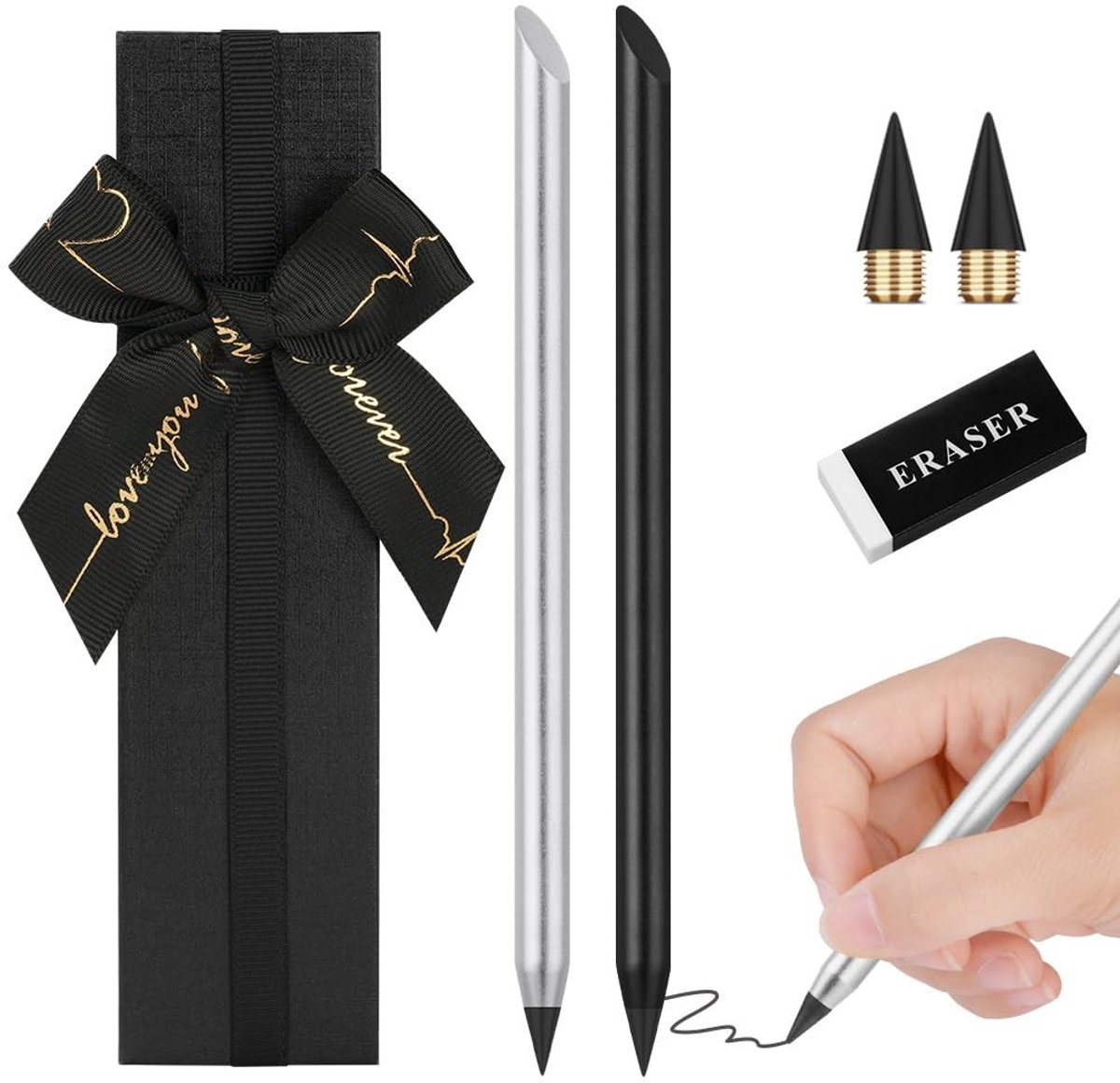 ONF3 - Inktloos Potlood - Set van 2 - Duurzaam en Handig - Met Gum en Geschenkdoos - Ideaal voor Kinderen en Volwassenen - Verwisselbare Koppen
