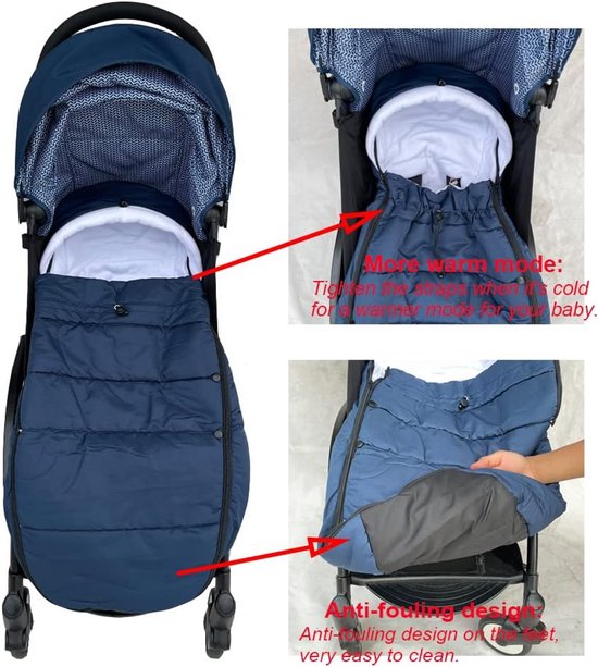 Universele Kinderwagen Voetenzak - Geschikt voor Babyzen, Bugaboo, Maclaren, Joie en Silver Cross - Waterdicht, Warme Fleece Voering, Verstelbare Openingen, 8 Kleuren van Universele — afbeelding 4