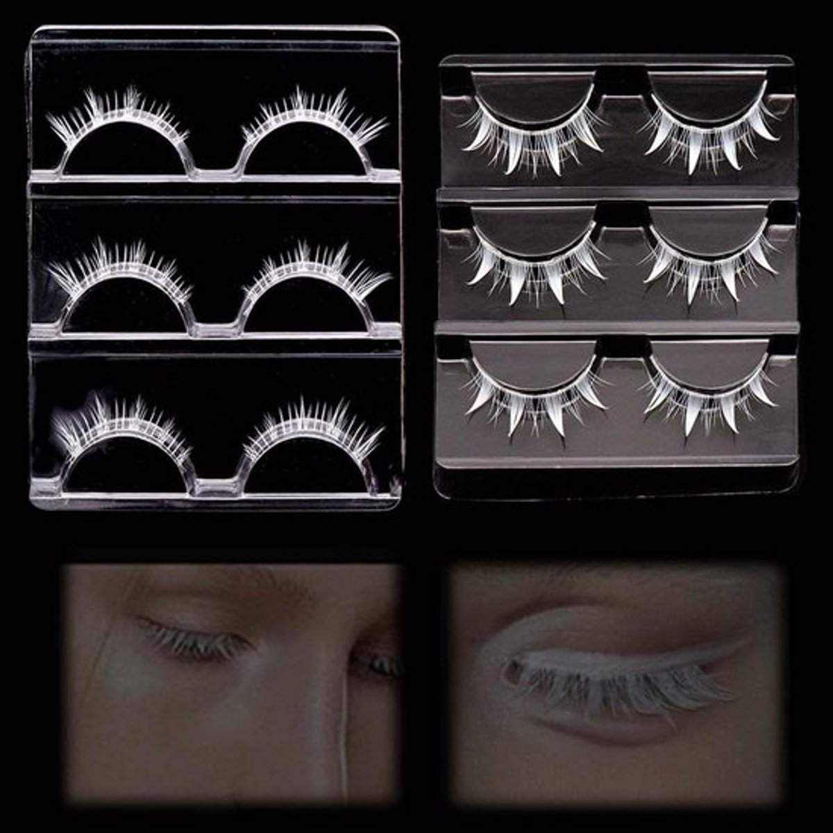 Witte wimpers voor Halloween cosplay en manga-make-upstijl - Set van 6 paar