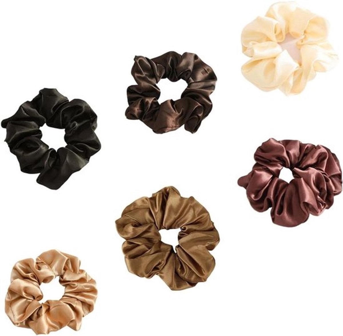 Set van 6 elastische haarelastiekjes van satijn voor dames en meisjes