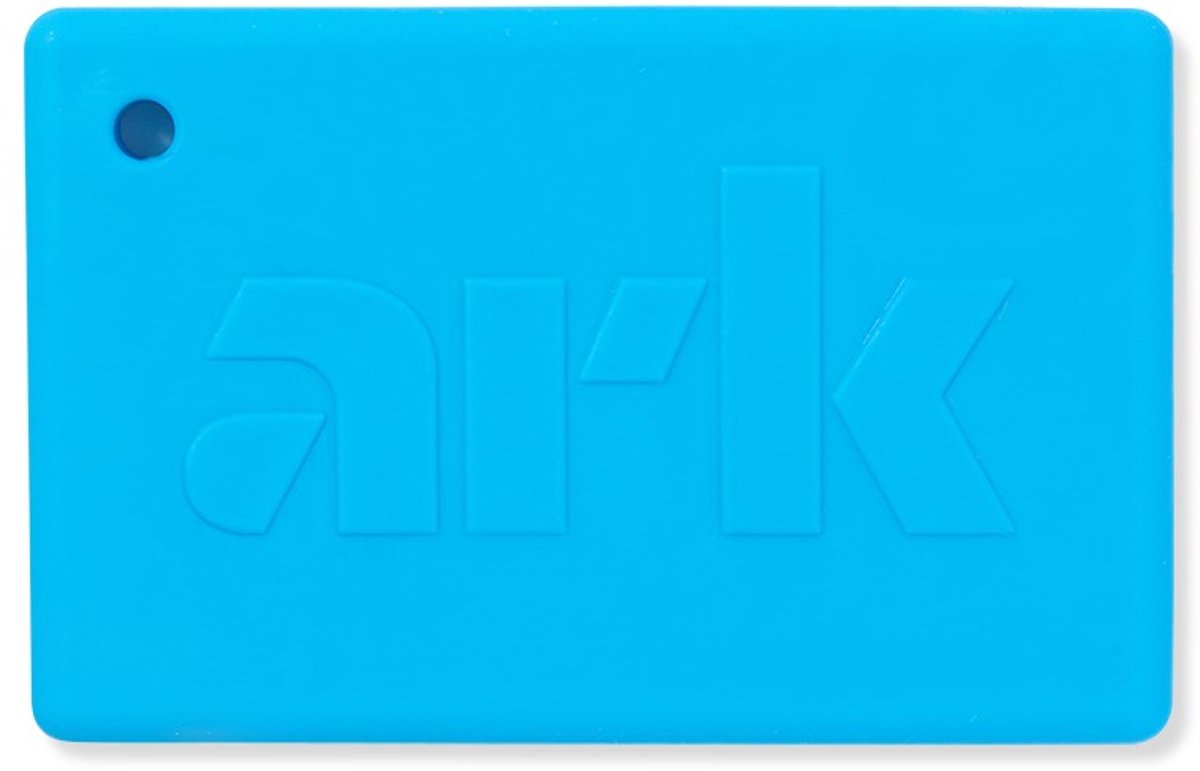 ARK Therapeutic kauwbaar speelgoed kaartje sensorisch bijtproduct blauw.