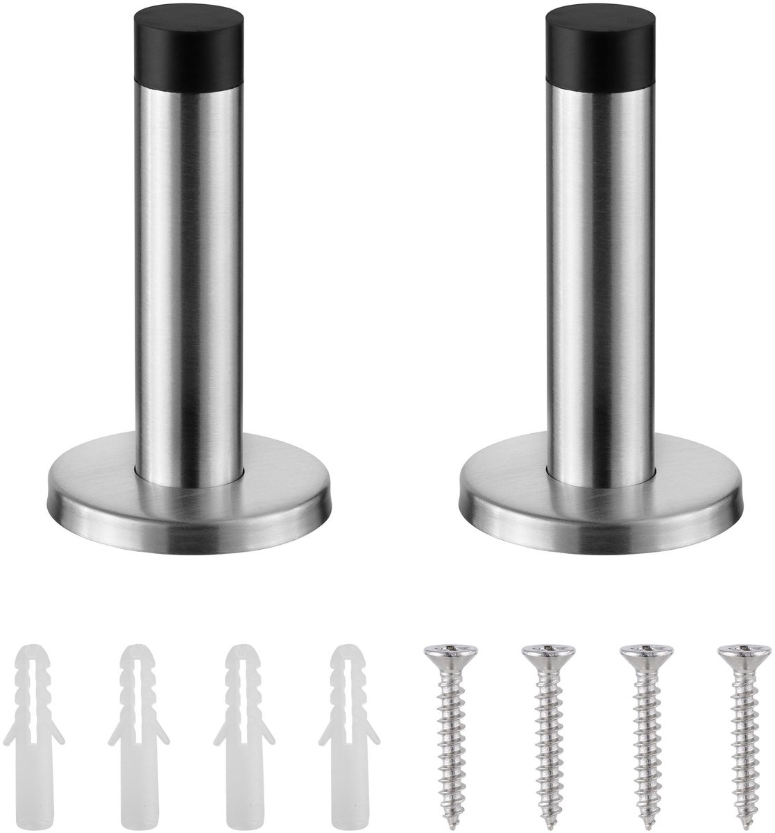 ONF3 - Deurstopper met Rubberen Buffer - Deurstoppers voor Binnen - Eenvoudig te Installeren - Zilver - Muurbescherming - Geschikt voor Elk ...