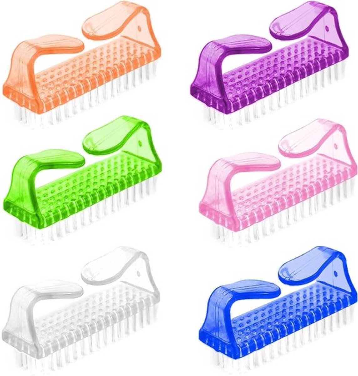 Set van 6 nagelborstels voor handwas en nagelreiniging in 6 kleuren.