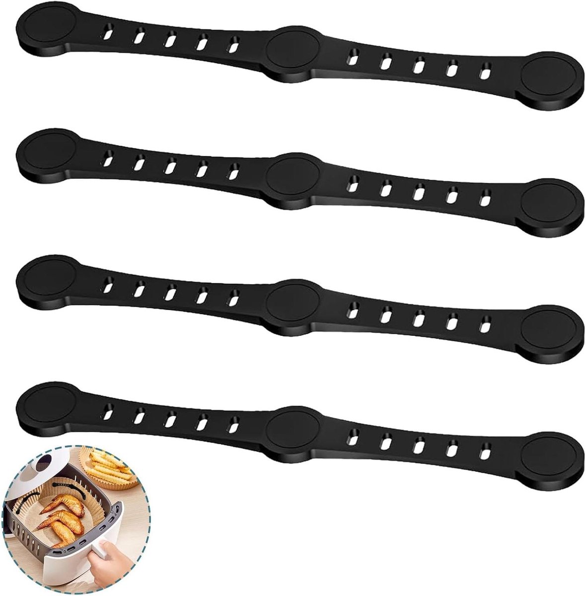 Magnetische Gespen - Siliconen Clips - Airfryer Bakpapier - Hittebestendig & Herbruikbaar - 4 Stuks - Zwart