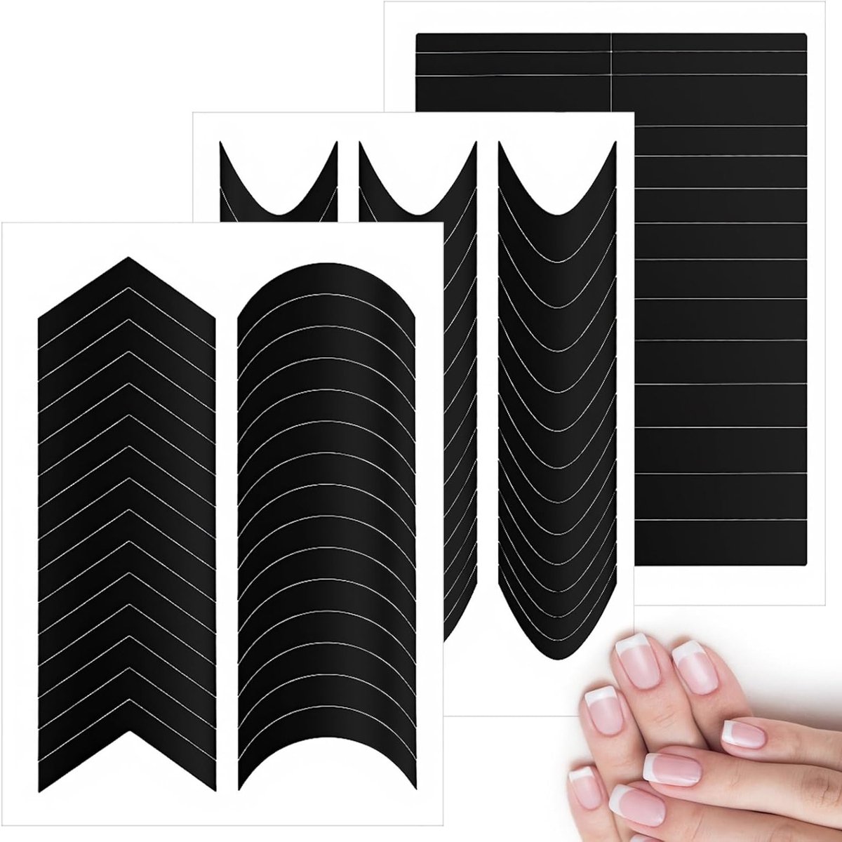 30 vellen zelfklevende nagelsjablonen voor French Tip, herbruikbare nageltips en accessoires voor nageldesign en pedicure