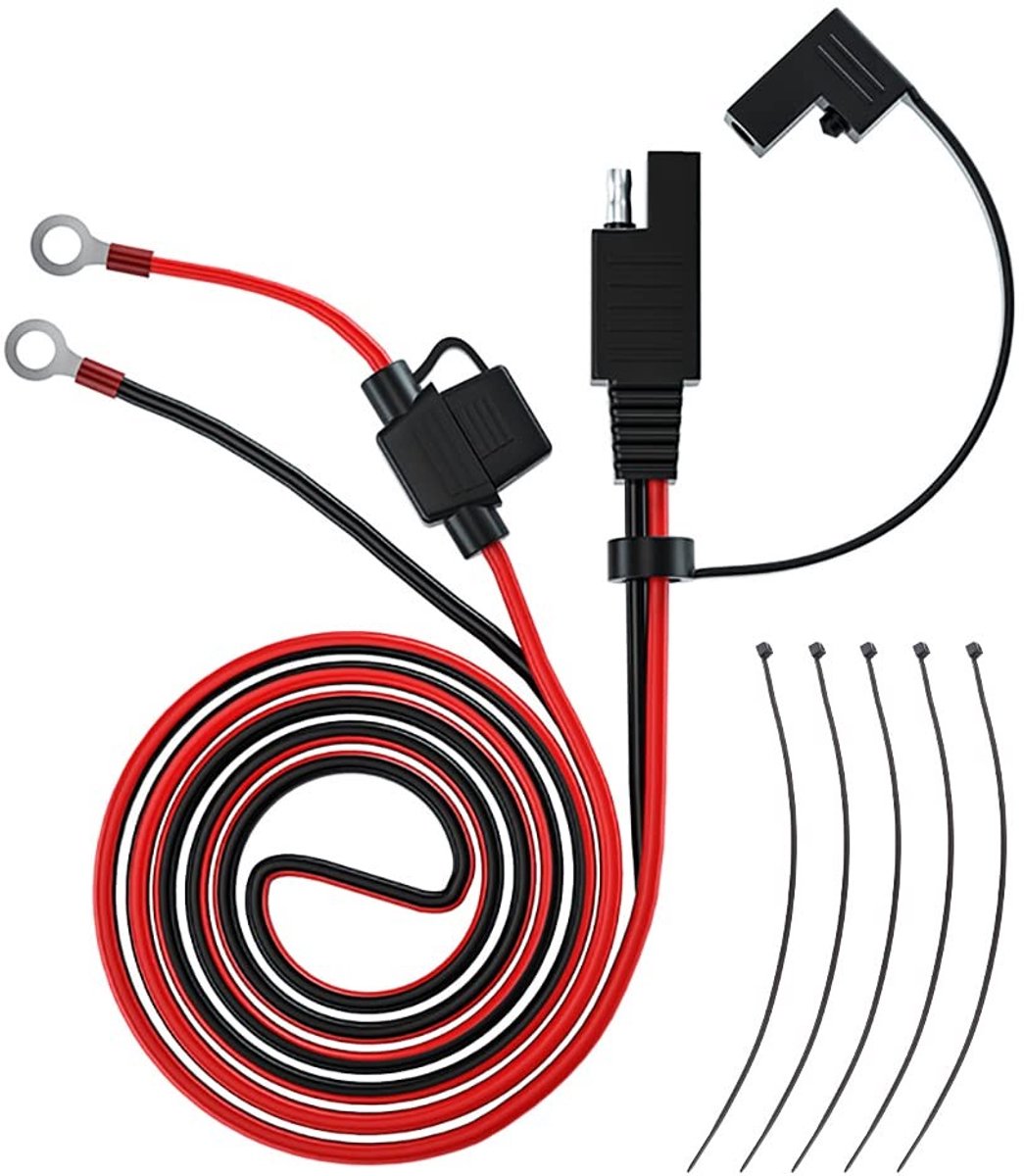 ONF3 - SAE-stekker 12 V - Accuklemmen - 140 cm verlengkabel - Universele connector - Ideaal voor auto en motor - Kabelverbinder