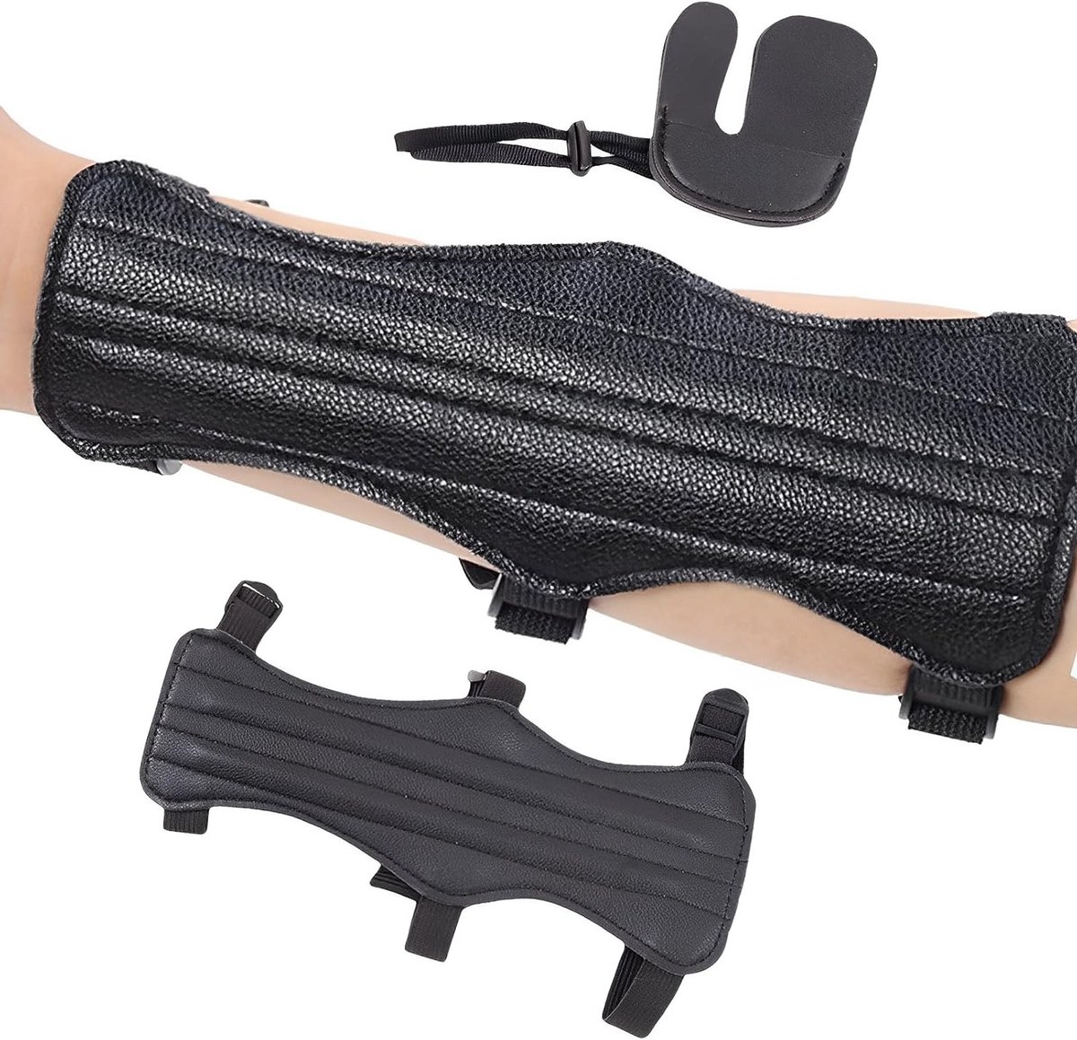 2 Stuks Boogschiet Armbeschermers met Vingerbeschermer, Ideale Accessoires voor Sport, Beweging en Joggen