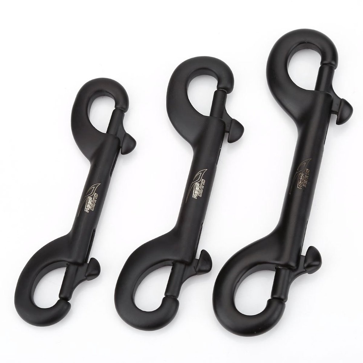 aladdien - Duikhaak - Double Ended Clip Hook - Sterk en Duurzaam - Zwart - Onderwateruitrusting - Perfect voor Duikers - 90mm 100mm 115mm