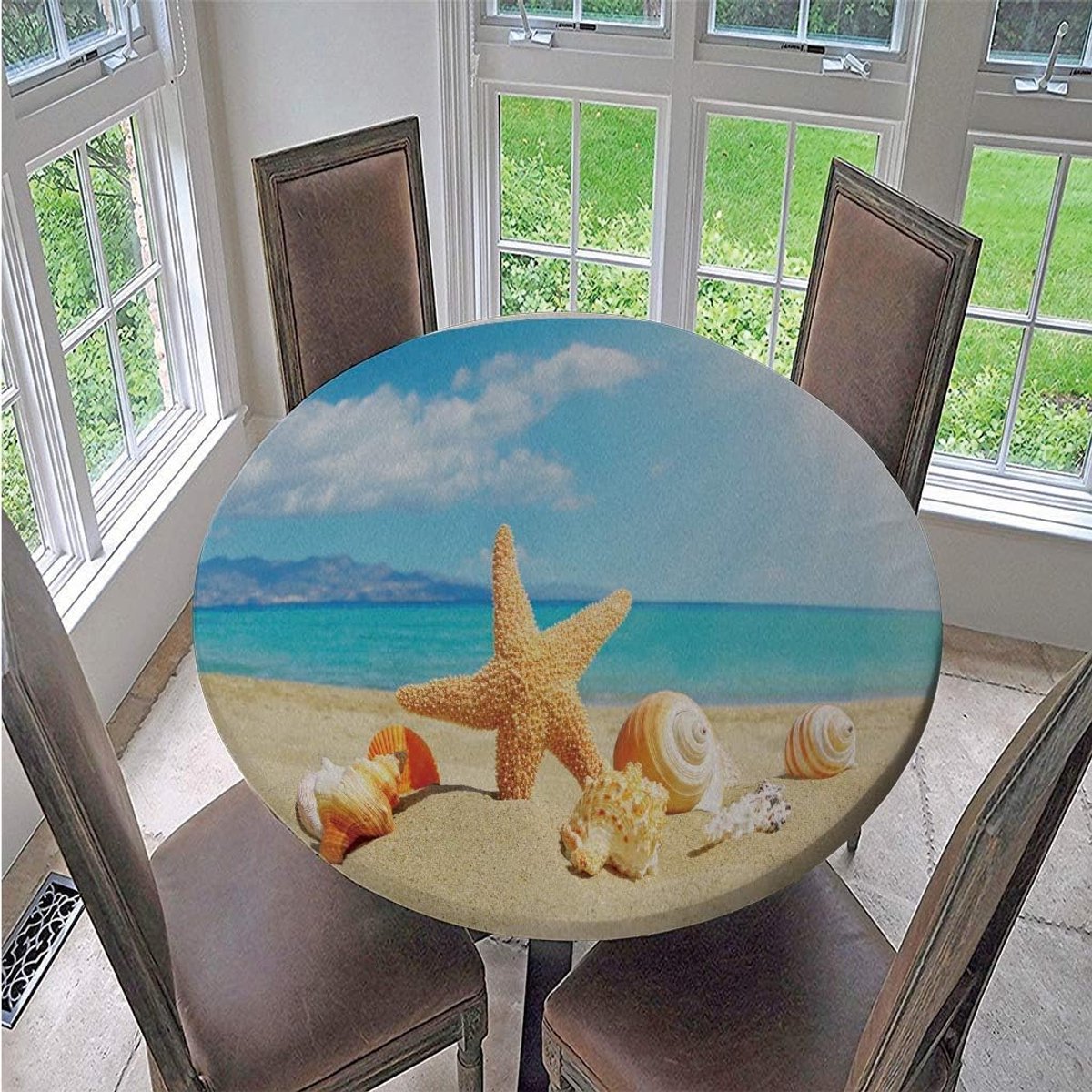 Tafelkleed Rond - Waterproof Kleed - Tafel Beschermen - Elastische Rand - 90 cm - Zeester