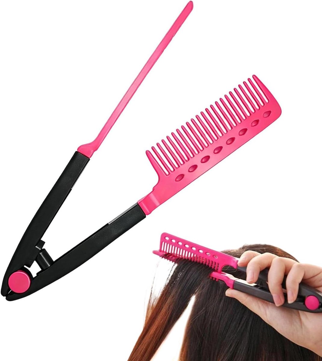 Stijlborstel V-vorm - Haarkam Accessoire - Haar Stylen - Ergonomisch Antislip - 24.5 cm - Zwart