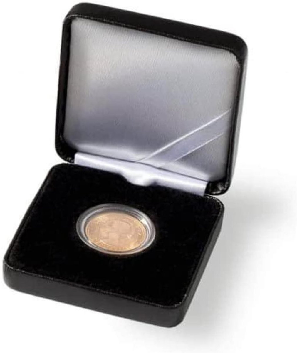 Muntendoos - Muntdoosje - Munten Presenteren - Met Fluweel Inlay - Tot 46 mm - Zwart