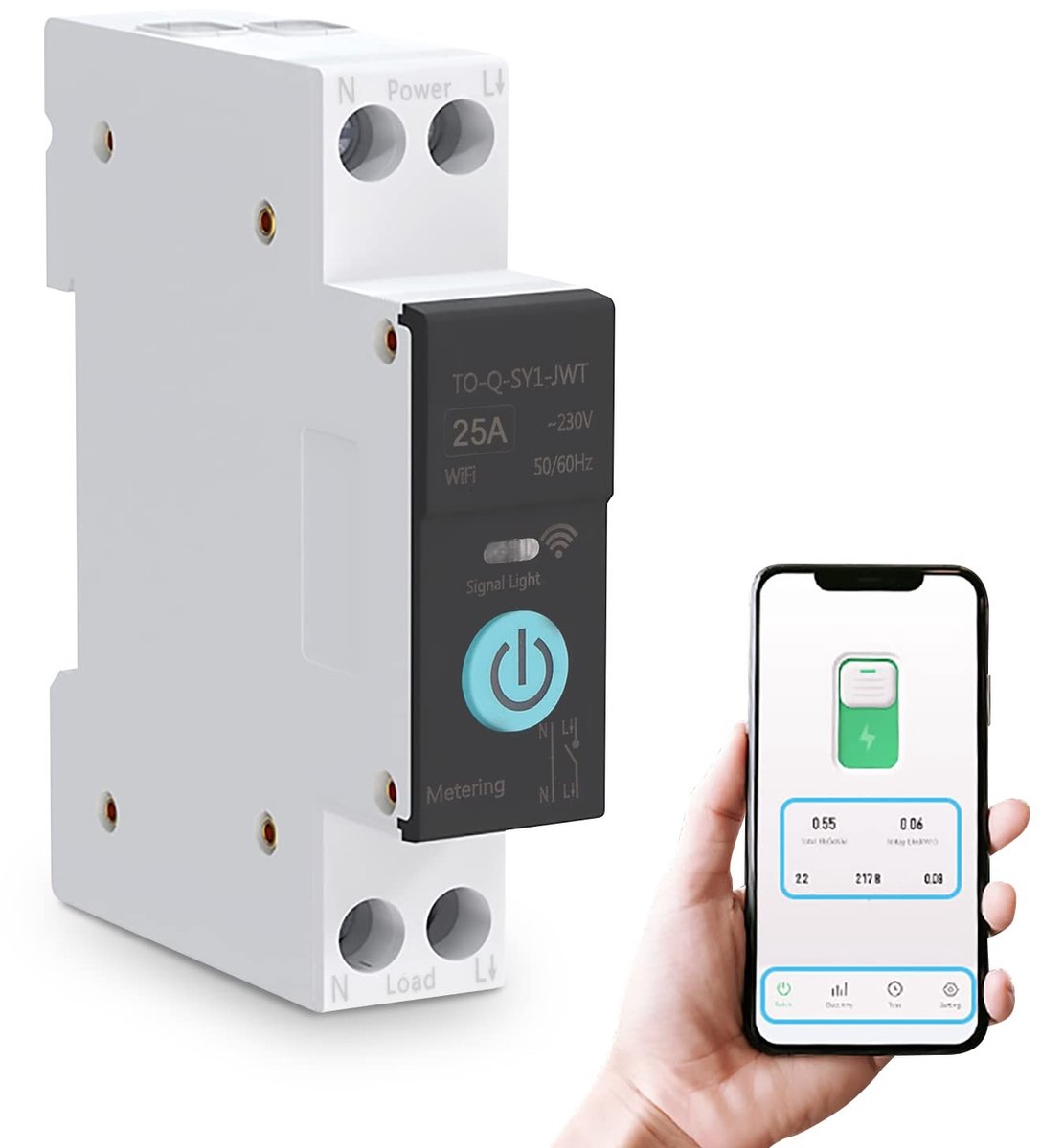aladdien - Smart WIFI Switch - Afstandsbediening - 3 Timermodi - 25 A - Voor Huishoudelijke Apparaten - Gebruiksgemak - Betrouwbaarheid