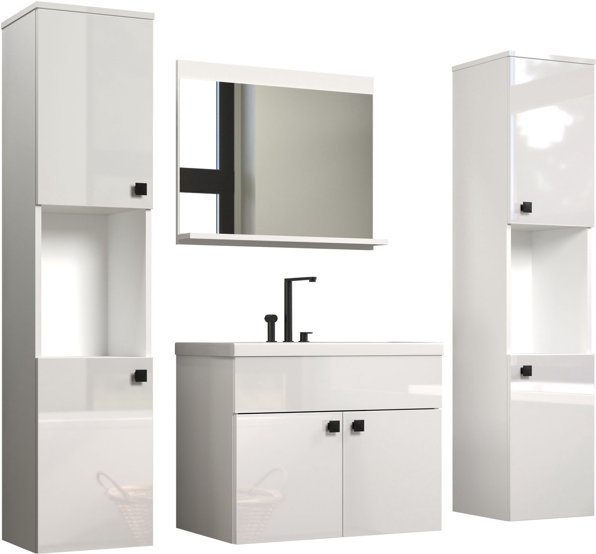 Haven badkamer 5 delen wit hoogglans, wit.