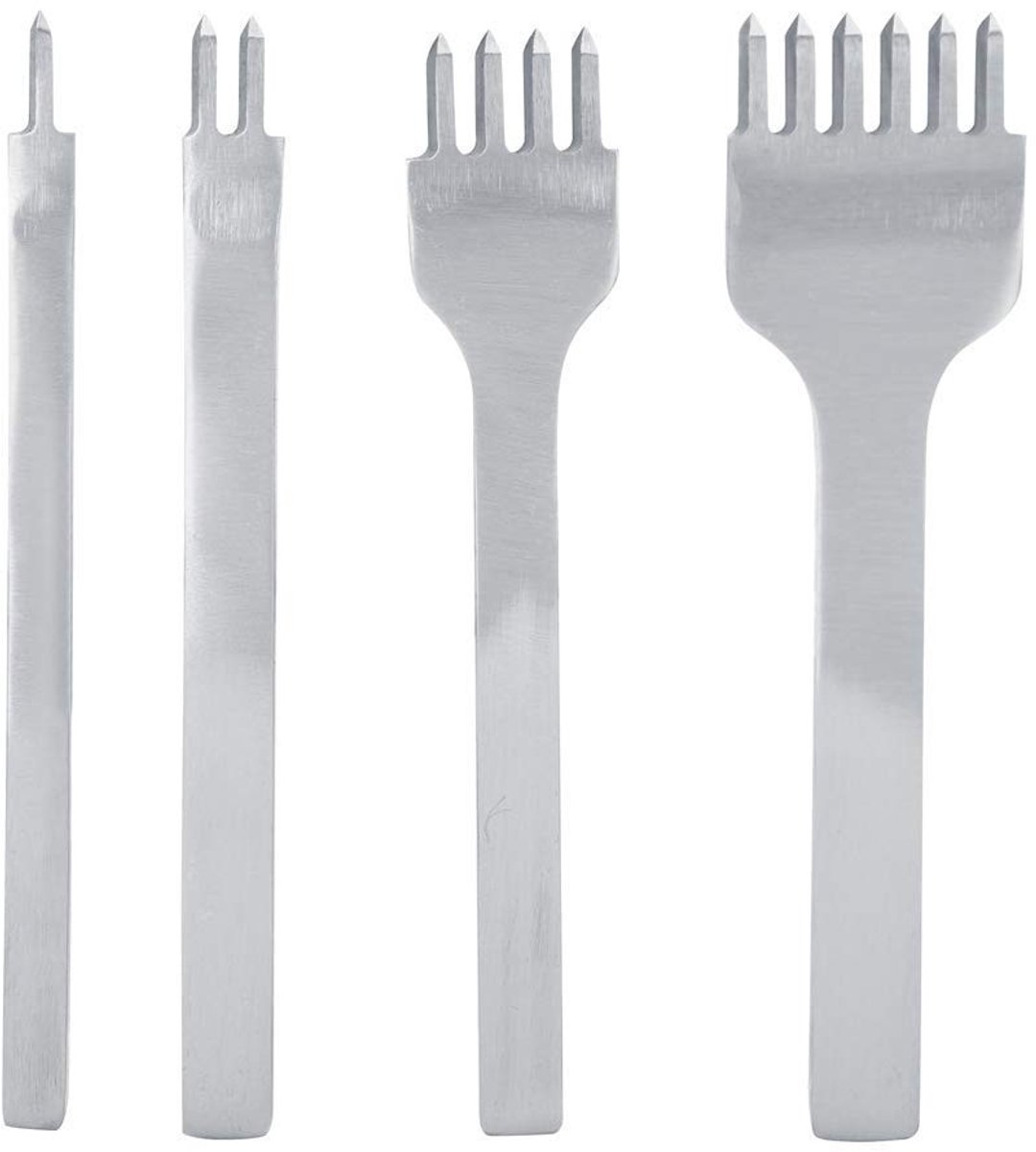 SPHProducts - Leerpons Set - 4-delige set met Carbon Staal - Ergonomische Handgreep - Ideaal voor Leerbewerking - Professionele resultaten - Perfect v