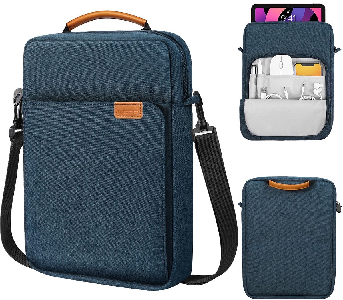 ONF3 - Tablet Sleeve Tas - Draagtas met Schouderriem - Indigo - Geschikt voor 9-11 inch Tablets - Ideaal voor iPad en Samsung Tablets
