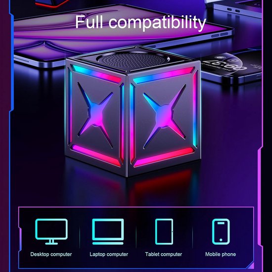 Oneay Mini Bluetooth-speaker 5W - Draagbare speaker met helder HiFi-geluid, RGB-verlichting en compact design - Ideaal voor reizen, wandelen, fietsen en als cadeau - Zwart — afbeelding 4