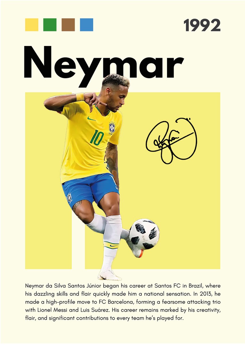 Neymar Brazil Voetbal - Dibond Aluminium - 50x70 cm - Premium Wanddecoratie - Galerij Kwaliteit Kunstdruk - Voetbal Wandprint - Neymar Junior
