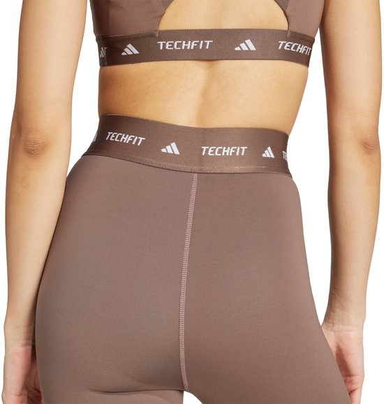 adidas Legging Dames Techfit 7/8 Bruin - Maat XS van Adidas — afbeelding 4