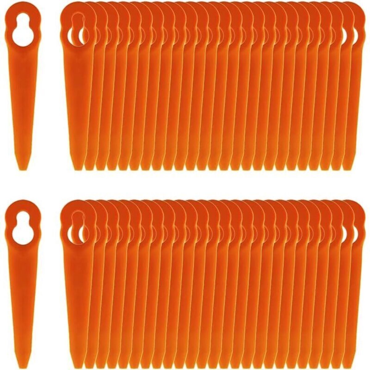 100 kunststof snijbladen, vervangende kunststof bladen, kunststof grasmaaierbladen, kunststof trimmerbladen