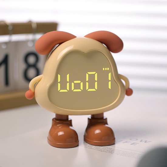 Kinderwekker Hondenvorm - Nachtlamp Klok - Kinderen Leren Klokkijken - Met Verlichte Oren - 12.8 Cm Breed - Meerkleurig — afbeelding 4