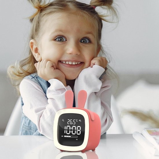 Kinderwekker - Nachtlamp Klok - Gezonde Slaap - Temperatuurweergave - 30 Uur Batterij - Meerdere Kleuren — afbeelding 4