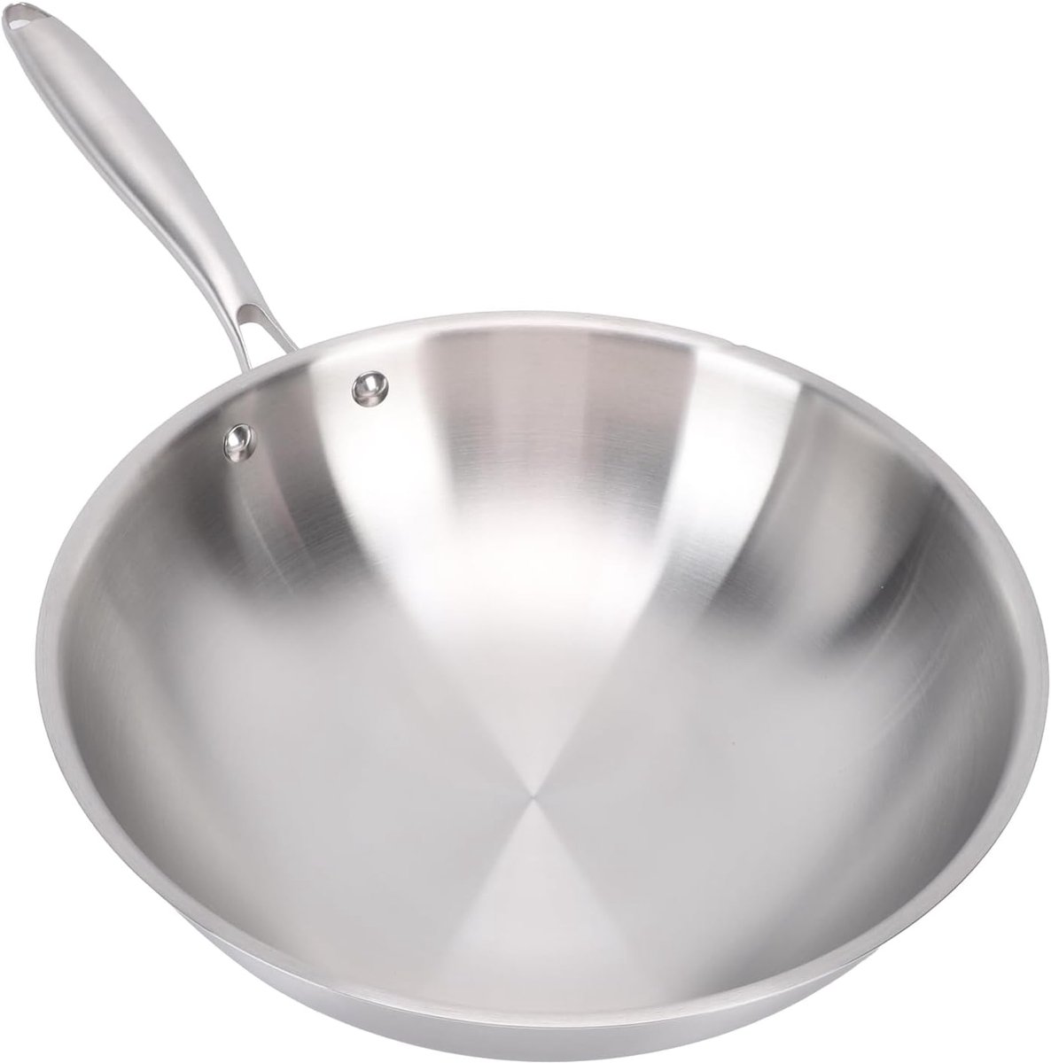 Roestvrijstalen Wok - Koekenpan Roerbakpan - Thuis Koken - Meerlaagse Composietstructuur - 32CM - Zilver