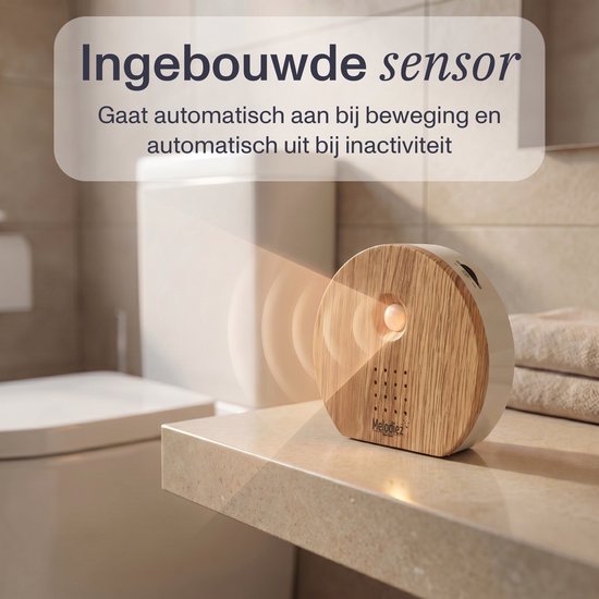 Melodiez Vogelhuisje Met Geluid - Box Incl. Batterijen en 5 Natuurlijke Vogel, Oceaan en Jungle geluiden - Vogelgeluiden Huisje Voor op Toilet - Vogelgeluiden Huisje met Sensor - Walnoot