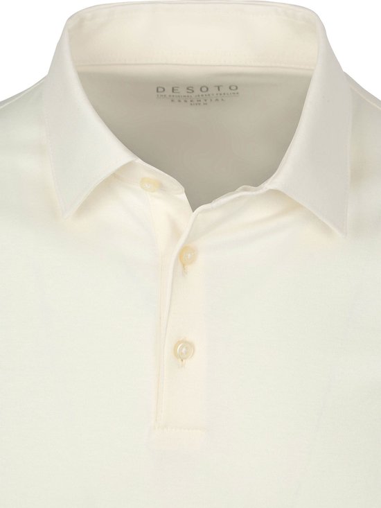 Crème longsleeve polo shirt met kraag en knopen.