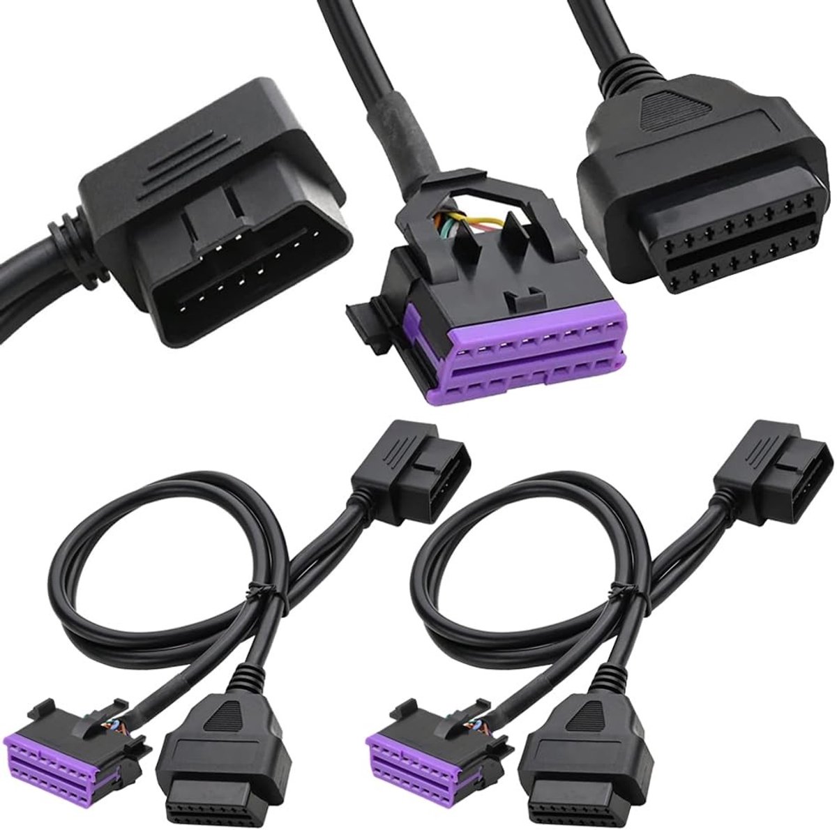 OBD2 Y Splitter Extension Kabel 50 cm - Dual 16 Pin Adapter voor Diagnosetools