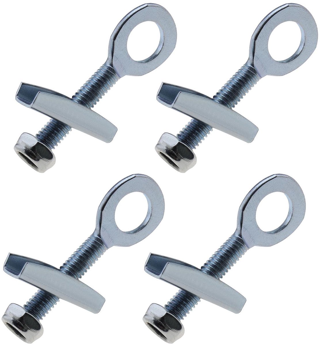 aladdien - Kettingspanner - Staal - 4 stuks - Zilver - Voor Motorfiets Fietsen en Elektrische Fietsen - 12 mm Gat - Stevige Bevestiging