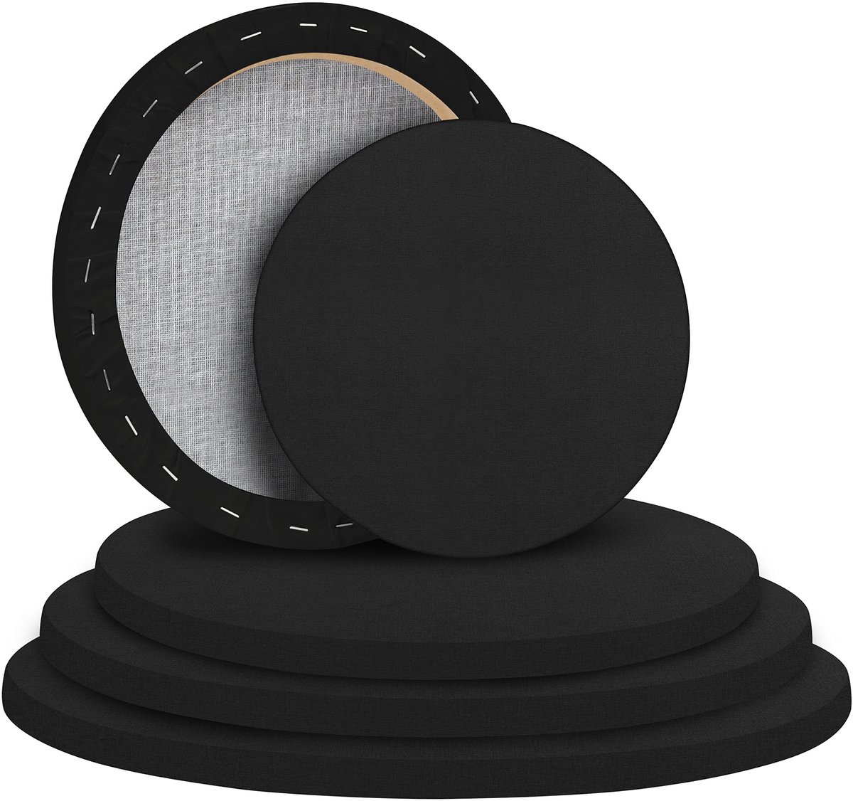Allecto - Rond Canvas Set - Geassorteerde Maten - Perfect Voor Acryl en Olieverf - Zwart - Creatief Schilderen - Ideaal Voor Beginners en Ervaren S..