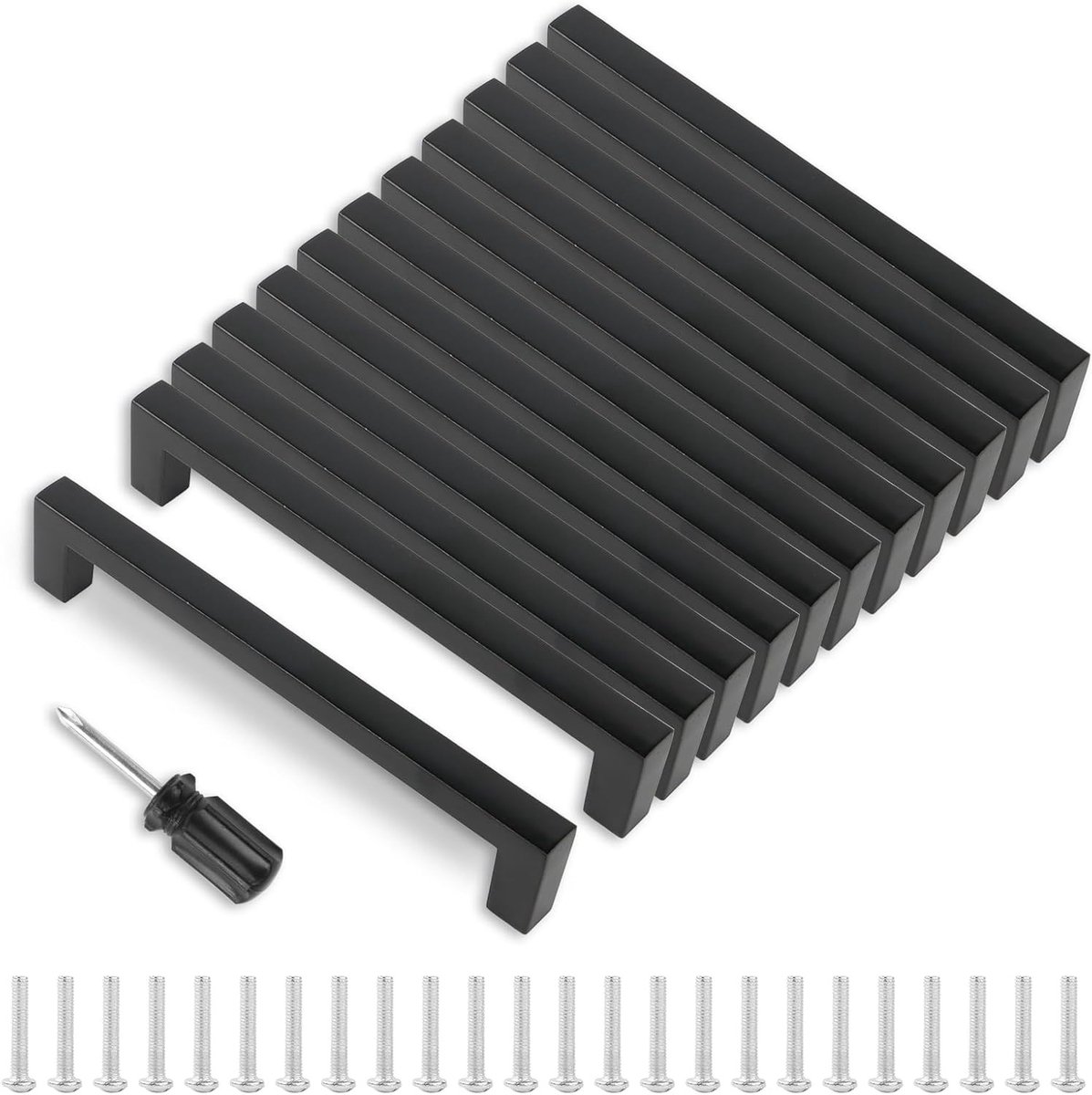 12 Pcs Keuken Deurgrepen 96mm, Zwarte Keukenladen Handgrepen met 24 Schroeven, Decoratieve