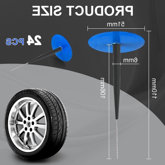 24 Stuks Reparatieset voor Autobanden - Rubber Paddenstoel Reparatiebanden — afbeelding 5