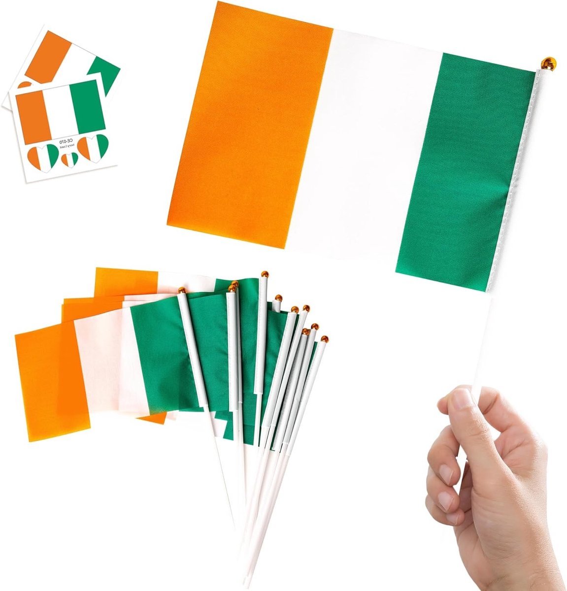 Grote Ierse Vlag 5x3ft voor Feestelijke Evenementen, Decoratie voor Tuin, Parade en Barbecue