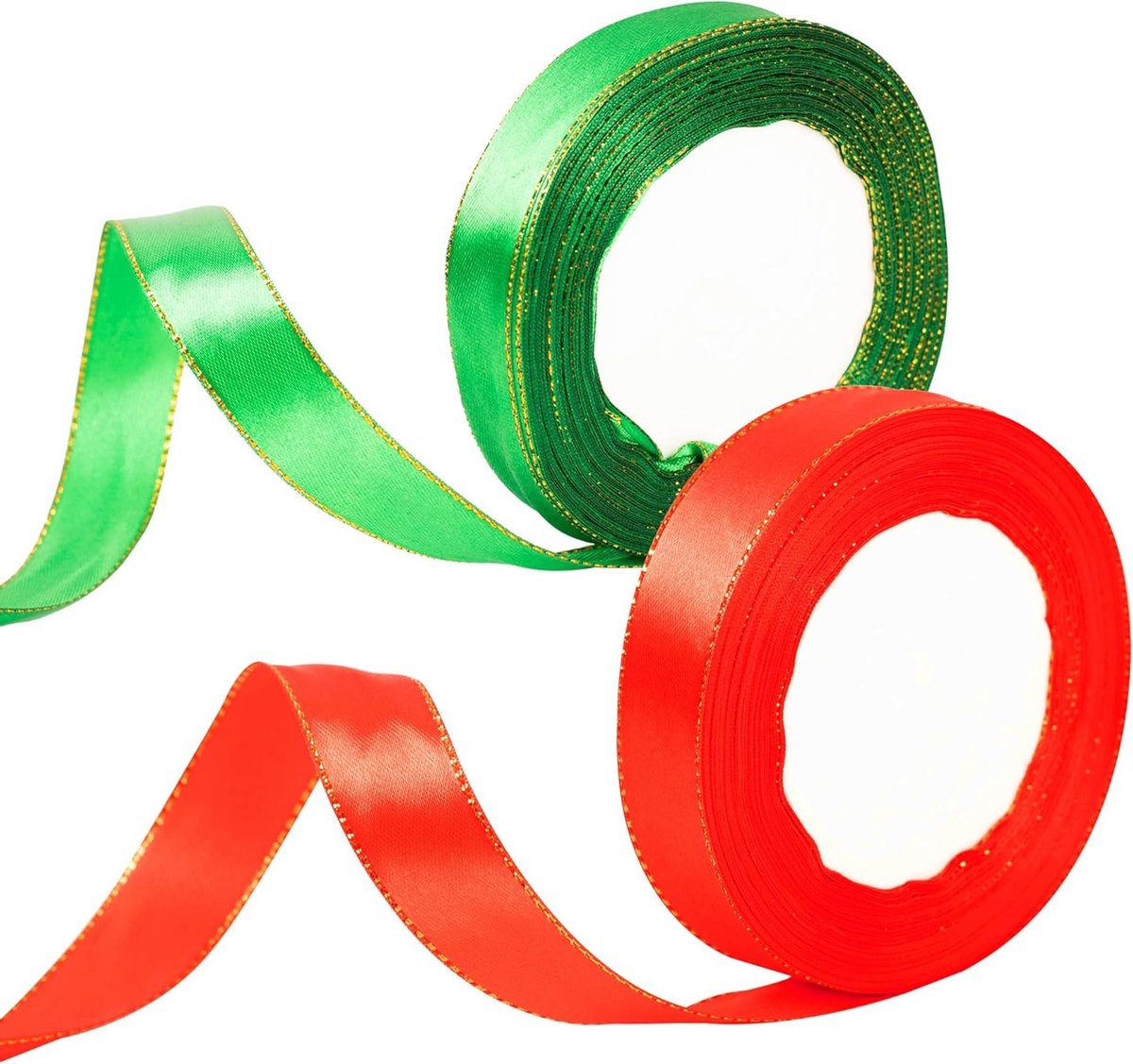 20mm Brede Rode en Groene Kerstribbon voor Cadeauverpakking - 22m Satijnen Ribbon voor Decoratie, Cadeautassen en Creatieve Projecten