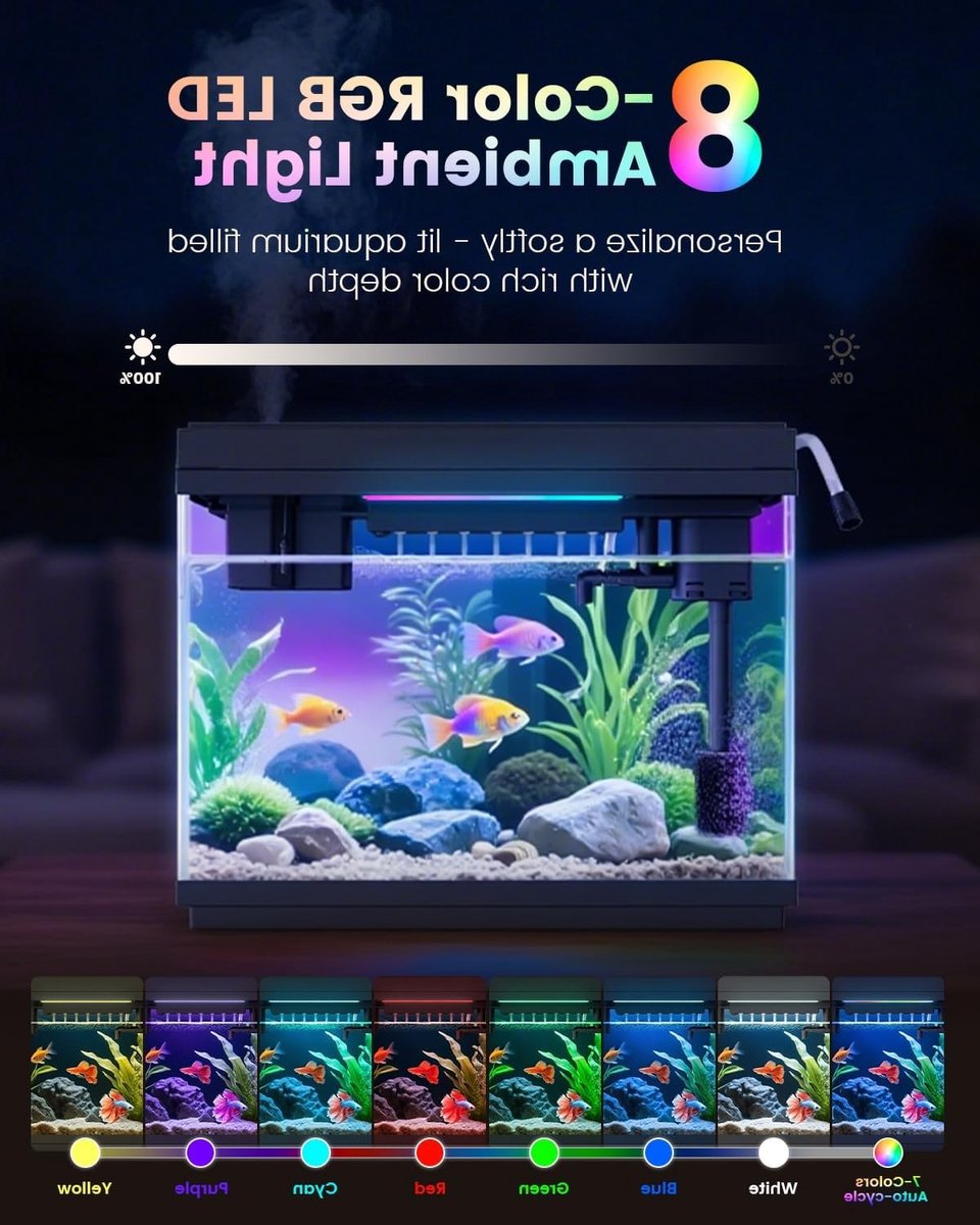 Complete Nano Aquarium Set van 9 Liter met LED Verlichting, Zelfreinigende Pomp en Filter, Ideaal voor Beginners en Aromatherapie thumbnail 4