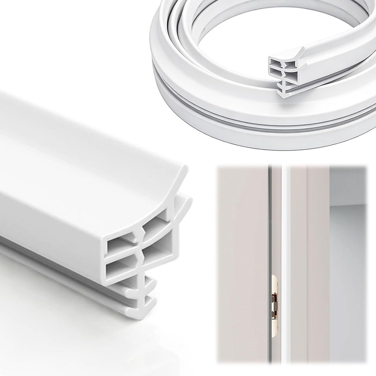 Rubberen afdichtingsstrip voor kamerdeuren, balkons en kasten - 3-9 mm afdichting, wit en afgeschuind