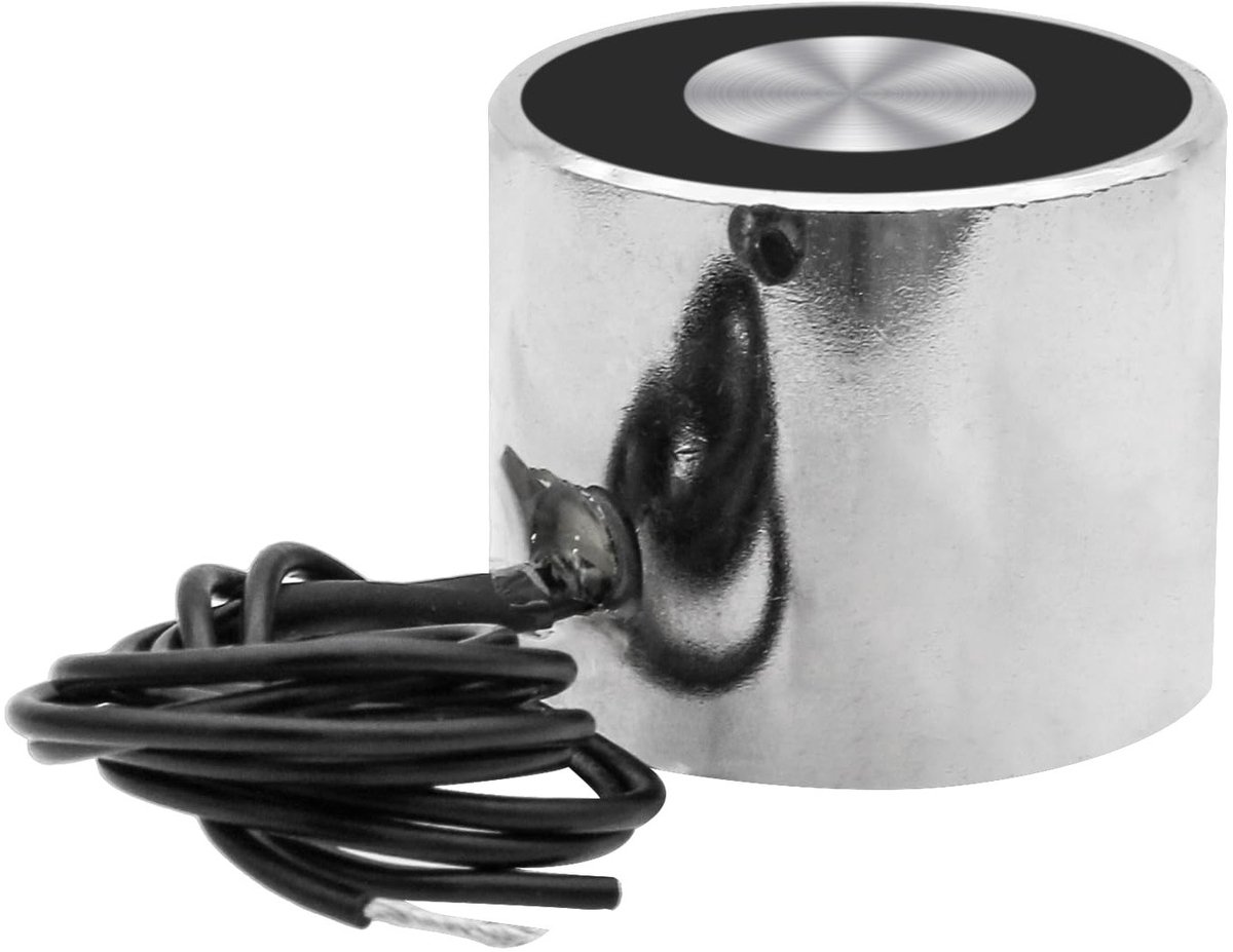 Ronde zuignap elektromagneet met 24V spanning, maximaal 10 kg zuigkracht, 30 x 25 mm formaat voor diverse toepassingen