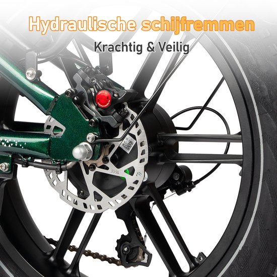 Maxtron Camel Elektrische Fiets–864Wh Accu–20×4.0 Inch Fatbike Banden –Geüpgrade Hydraulische Schijfremmen met Motoronderbreking–Actieradius tot 120 km–Verende Voorvork met Lock-out (Dubbele Modus)–Shimano 7 Versnellingen–Elektrische Stadsfiets–Groen — afbeelding 4