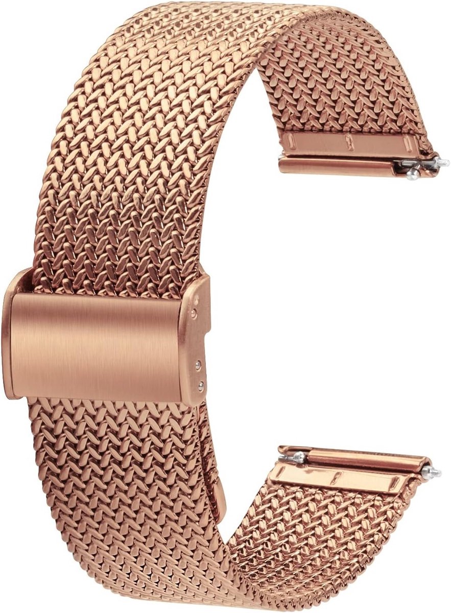 Stijlvolle Mesh Horlogeband van RVS - Snelle Bevestiging voor Heren en Dames - Vervangende Armband in Zwart - Geschikt voor 16mm, 18mm, 20mm en 22mm Horloges