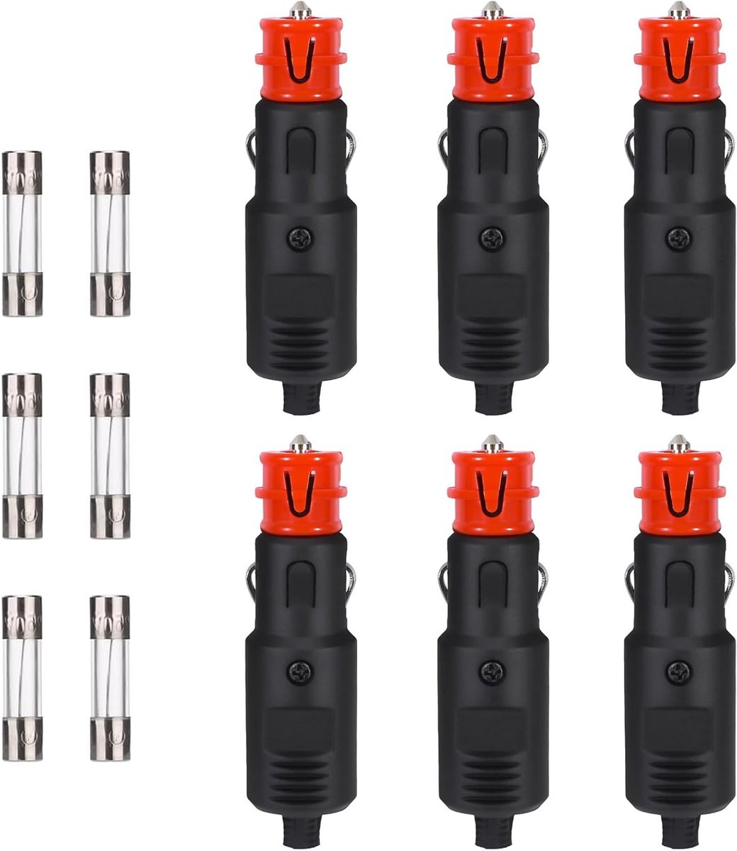 Universele sigarettenaansteker stekker set van 6 stuks met 8A zekering voor auto, truck en motor