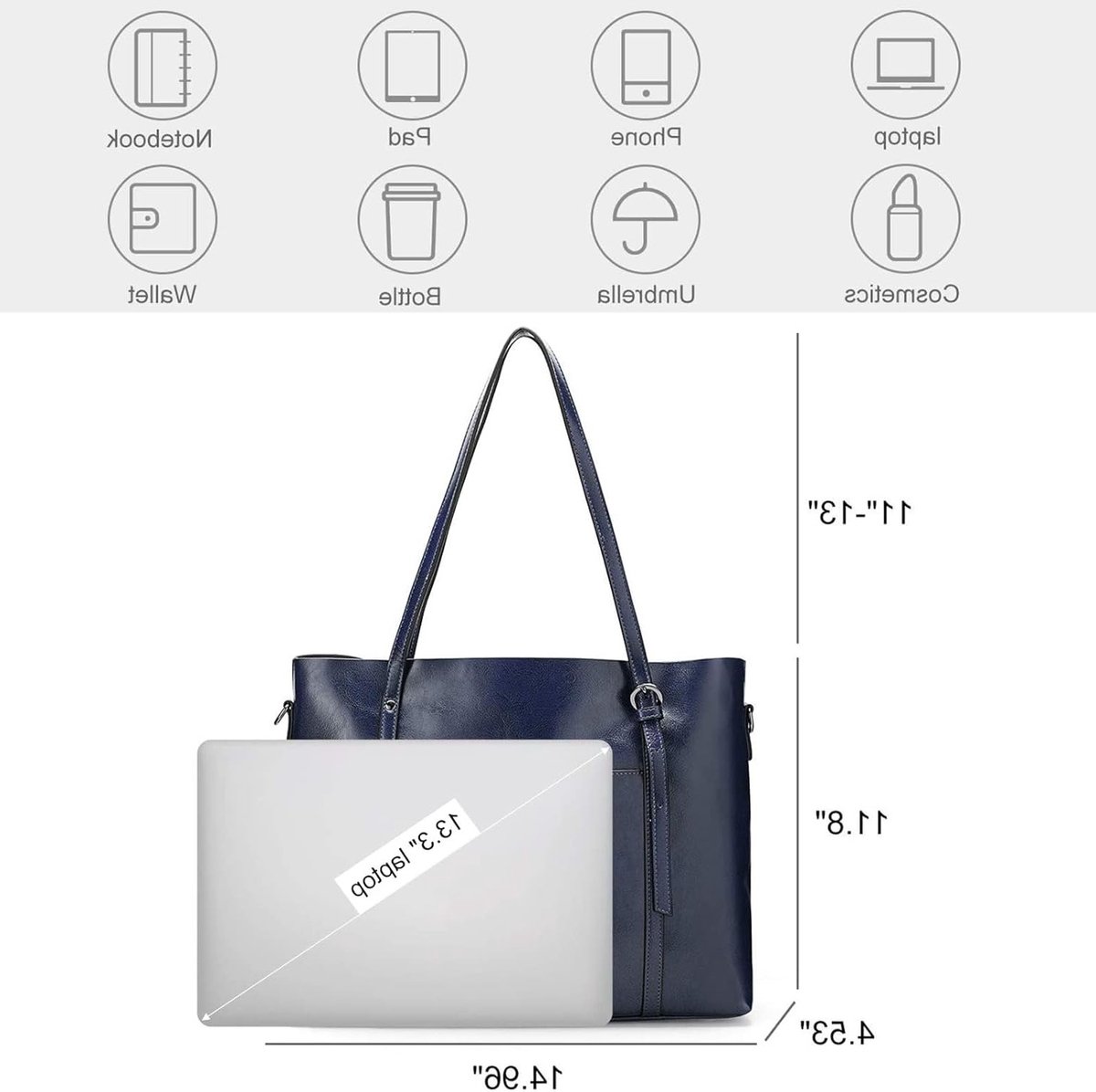 Dames Leren Handtas met Grote Capaciteit voor Dagelijks Gebruik en Werk, Schoudertas en Satchel