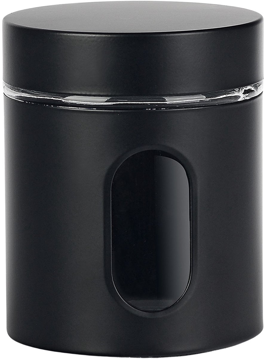 Voorraadpot venster zwart mat 10x10x12.5cm 600ml glas
