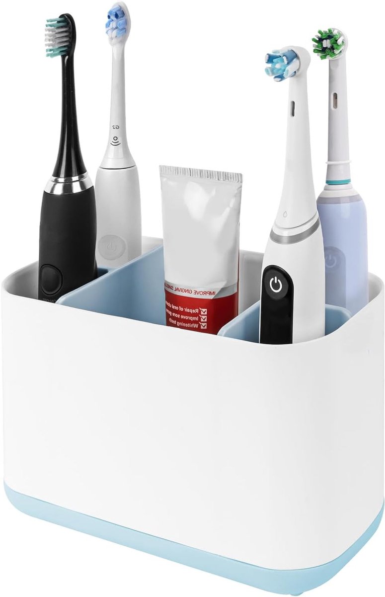 Elektrische Tandenborstelhouder van Plastic met 5 Compartimenten voor Tandenborstels, Geschikt voor Oral-B en Philips Sonicare, Ideaal voor Badkameropslag en Organisatie — afbeelding 1