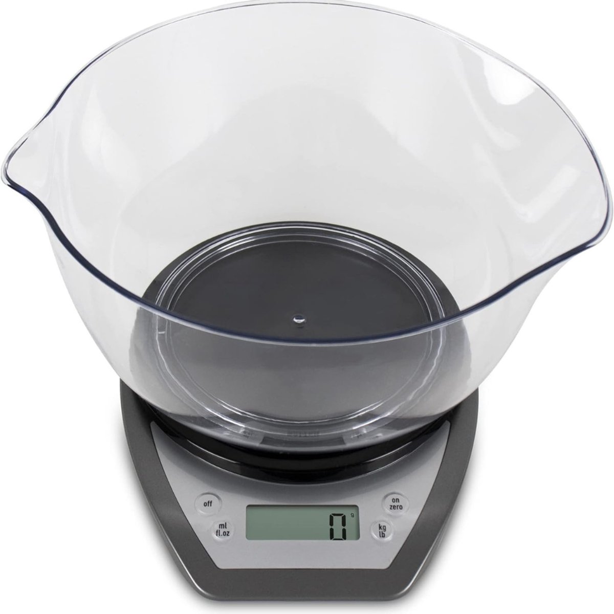 YOR® Keukenweegschaal Digitaal Met Kom - Weegschaal Keuken Electrisch Tot 5kg - Precisie Weegschaal - Weegschaalkeuken Met Kom Van 2 l - LCD-display - Transparant - 20cm x 16cm x 3cm